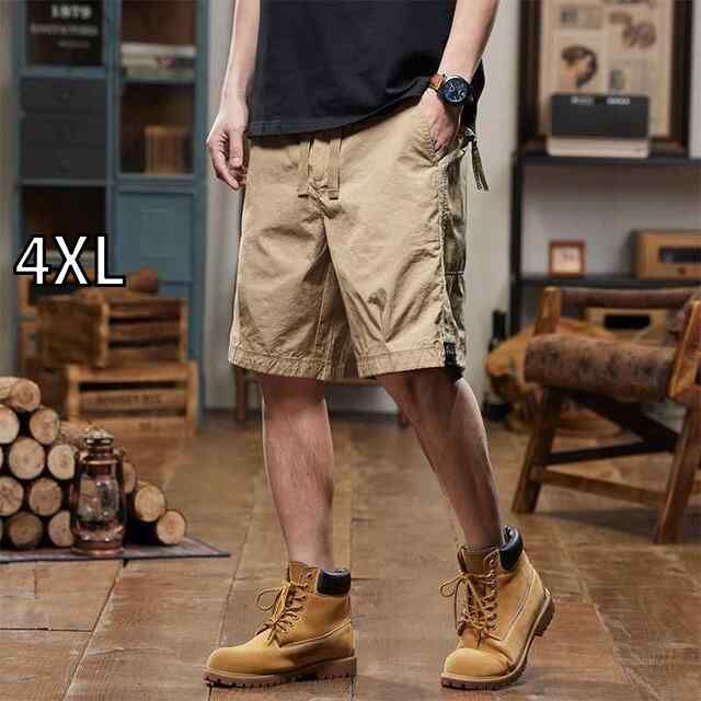[4XL  ]メンズ ファッション 服  オシャレ シンプル 大 かっこいい 大きいサイズ ストリート 紳士服  アメリカン ワークウェア 薄手 速乾 パンツ 夏 プリーツ ゆったり カジュアル ハーフ 