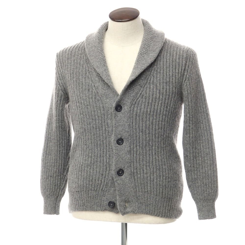 【中古】ラルディーニ LARDINI ミドルゲージウールモヘア ショールカラーカーディガン グレー【サイズ50】【メンズ】