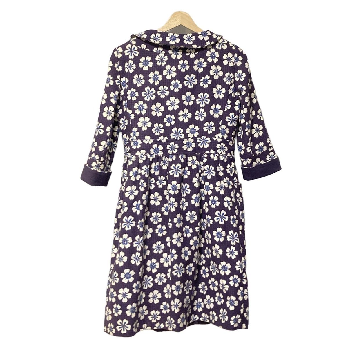 TARA JARMON タラジャーモン コート サイズ36 S レディース - パープル×白×ブルー 七分袖 花柄 秋 春