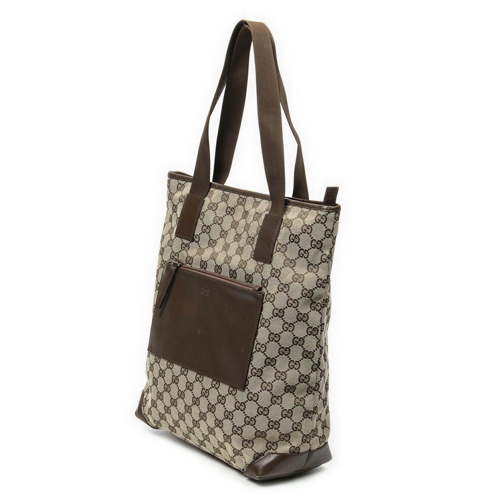 GUCCI グッチバーティカルトートベージュ ブラウンGGキャンバスA