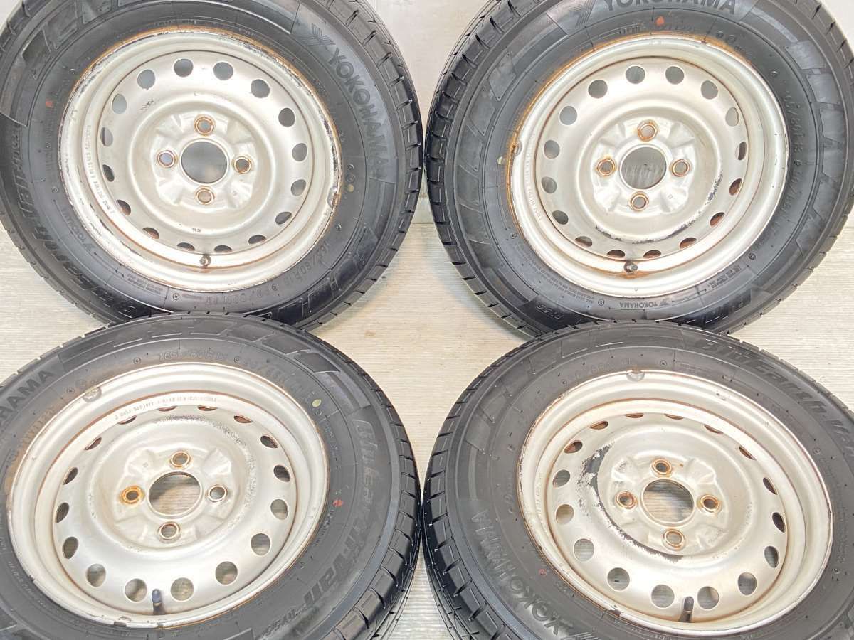 165/80R13 90/88 LT nヨコハマ ブルーアース Van  RY55 n日産純正  n13x5.0  100-4穴 n中古タイヤ サマータイヤ ホイールセット 4本セットn s13231021015