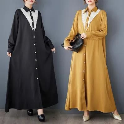 ロング ワンピース シャツ 大きいサイズ レディース 秋冬 春 長袖