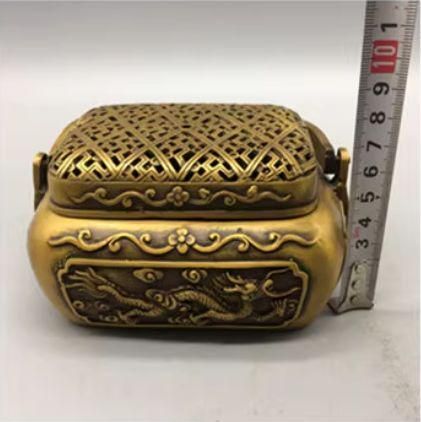 銅器 浮彫騰竜提梁暖手炉 香炉 香具 装飾品 工芸品 置物 銅器 浮彫騰竜提梁暖手炉 香炉 香具 装飾品 工芸品 置物 銅器 浮彫