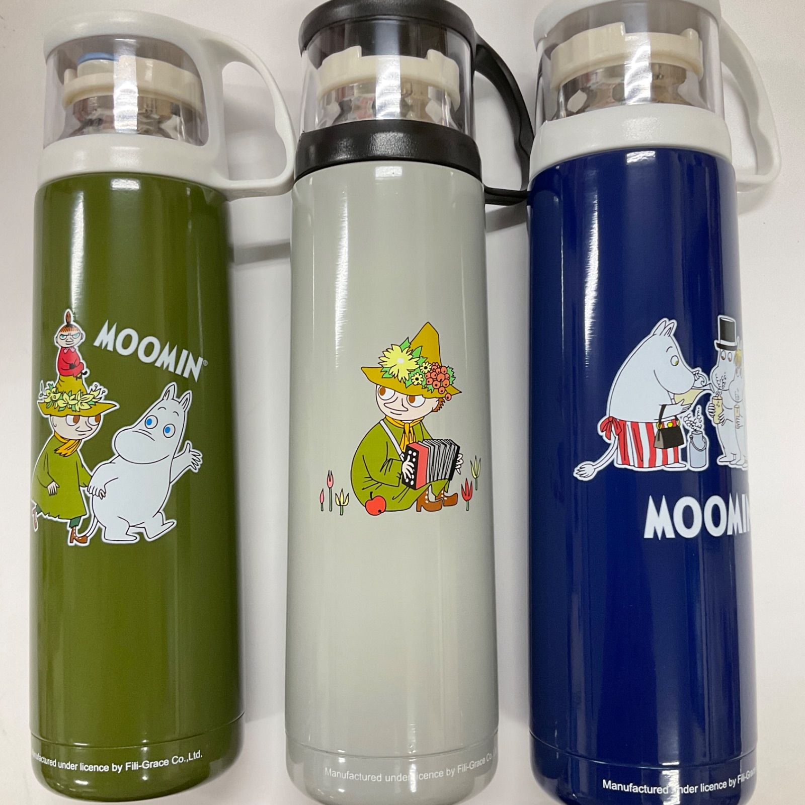 MOOMIN水筒 ステンレスボトル480ml コップ付き (ブルー) - 食器