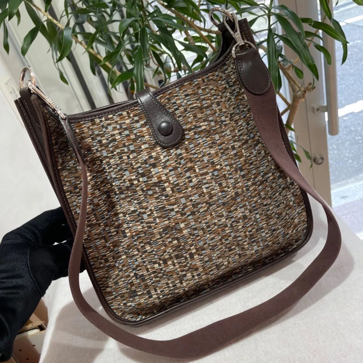 HERMES エルメス エヴリン1 PM ショルダーバッグヴィブラート×レザー  