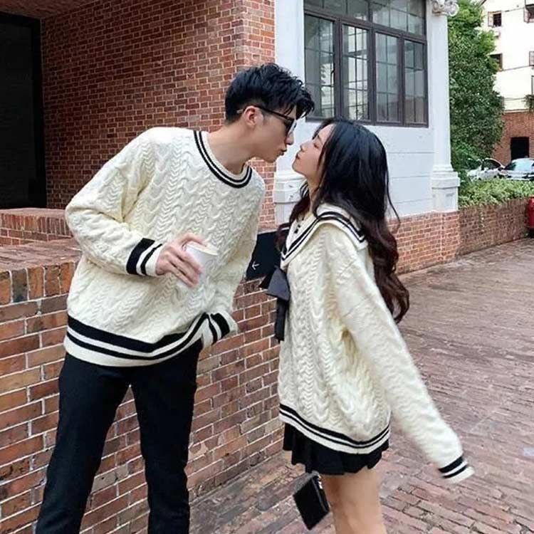 セーター ペアルック カップル スクールセーター 制服 ニット