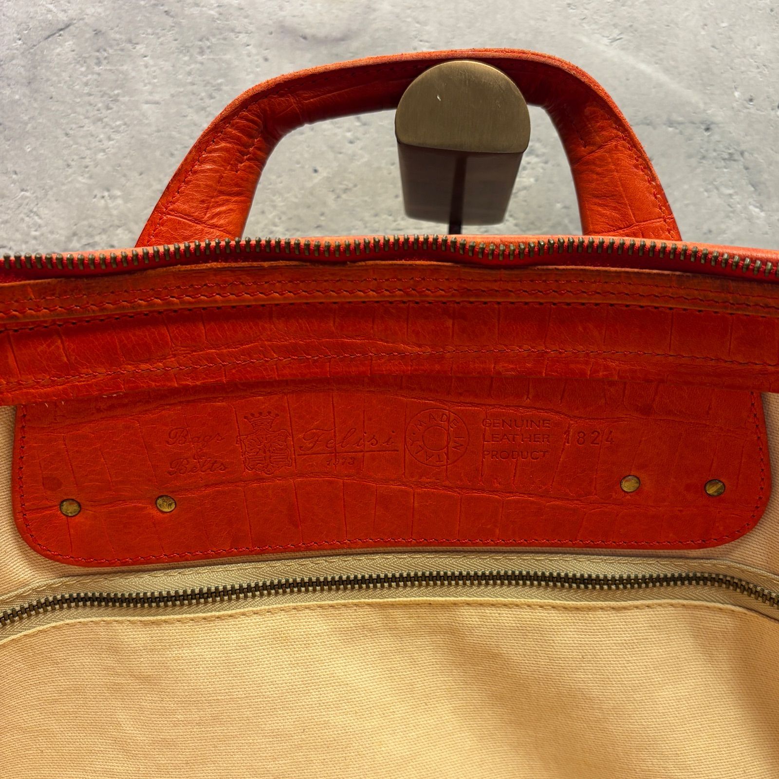 ✨Felisi フェリージ 1824 ブリーフケース✨ レッド クロコ型押し