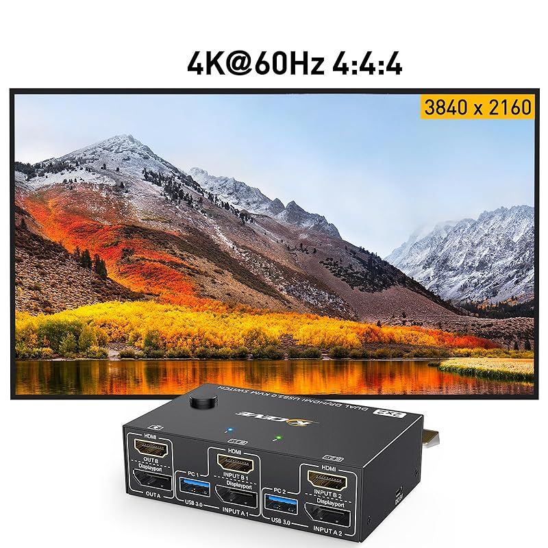  USB 3 0 DP HDMI KVM スイッチ 4 K 60 Hz 2 入力 出力 PC切替器は 台の PC をサポートし 台のモニターと 1 セットのマウス キーボードを共有します 周辺機器 Wii