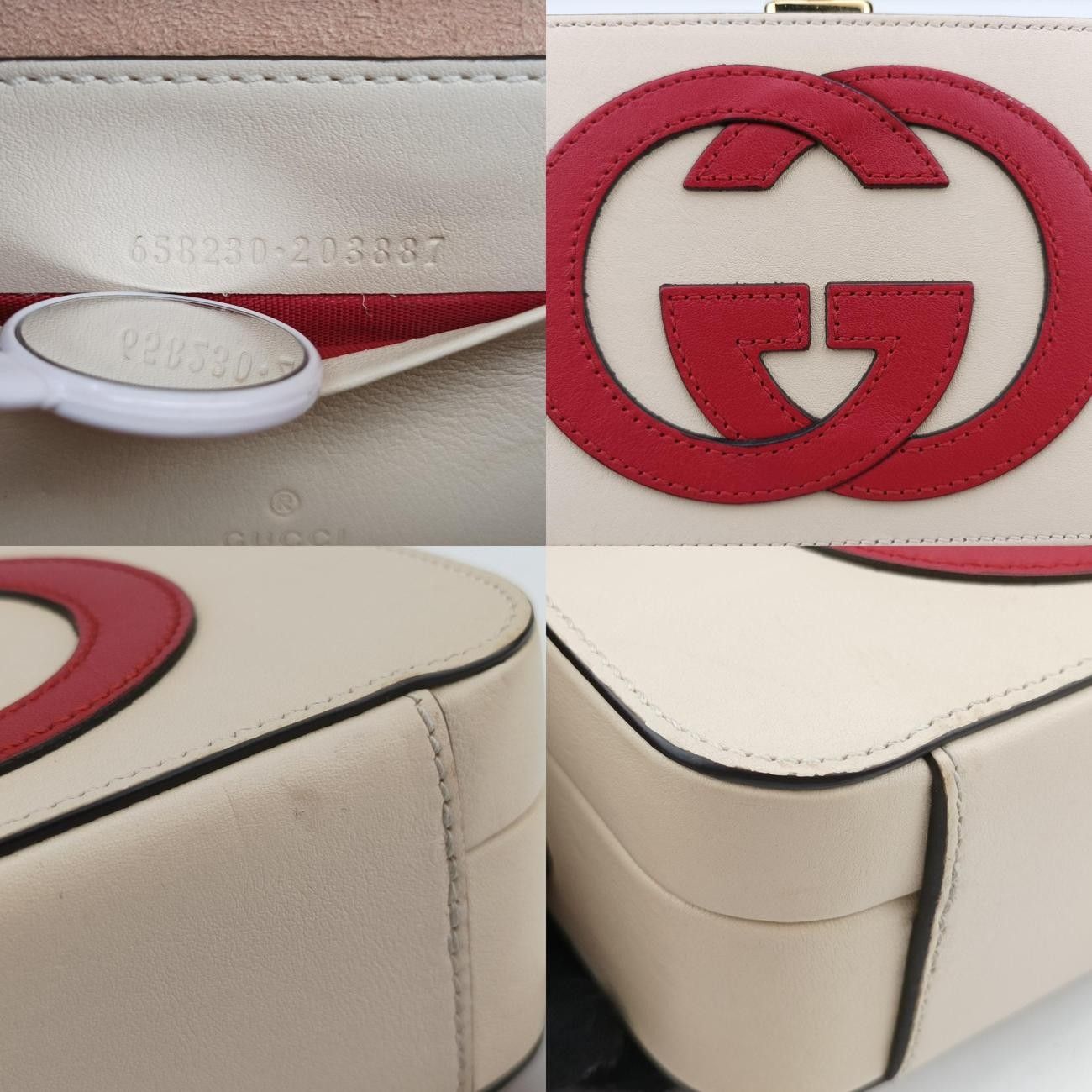 グッチGucciインターロッキングGホワイト×レッドレザー658230 DECORATOM_COM_BR