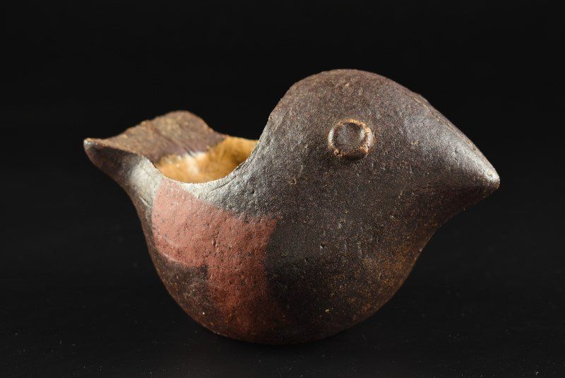 蔵A3831 走泥社 鈴木治 とり 置物 オブジェ 共箱