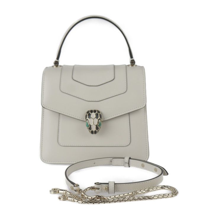 ふーページ Riz様専用 BVLGARI ブルガリ ハンドバッグ レザー アイボリー