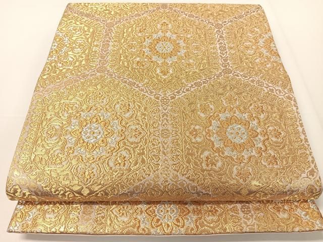 平和屋着物▽西陣 服部織物謹製 六通柄袋帯 オリエント更紗 金