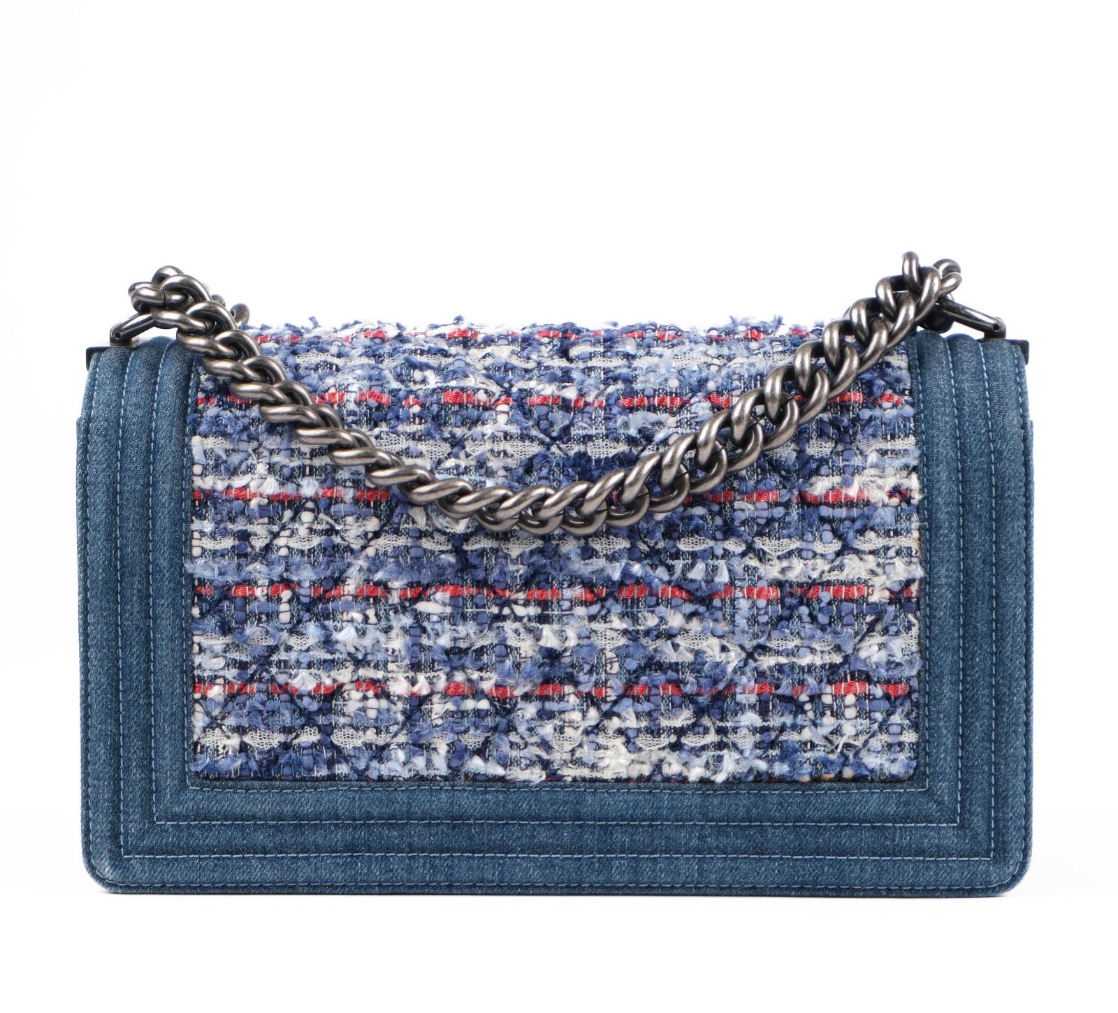 CHANEL ボーイシャネル コットンツイードデニム チェーンショルダーバッグ