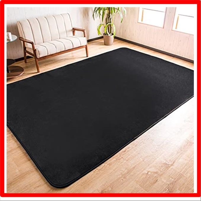 【送料無料】 200×300cm_ブラック システムK カーペット 子供も安心の抗菌・防臭・防ダニ 200×300cm ラグ 優しいふわふわ肌触り 床マット 洗