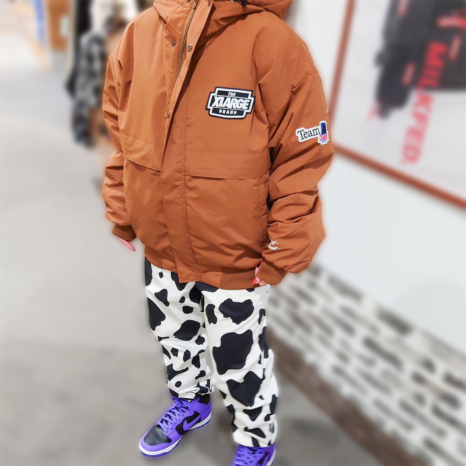 XLARGE（エクストララージ）ブラウン NYLON PUFFER JACKET