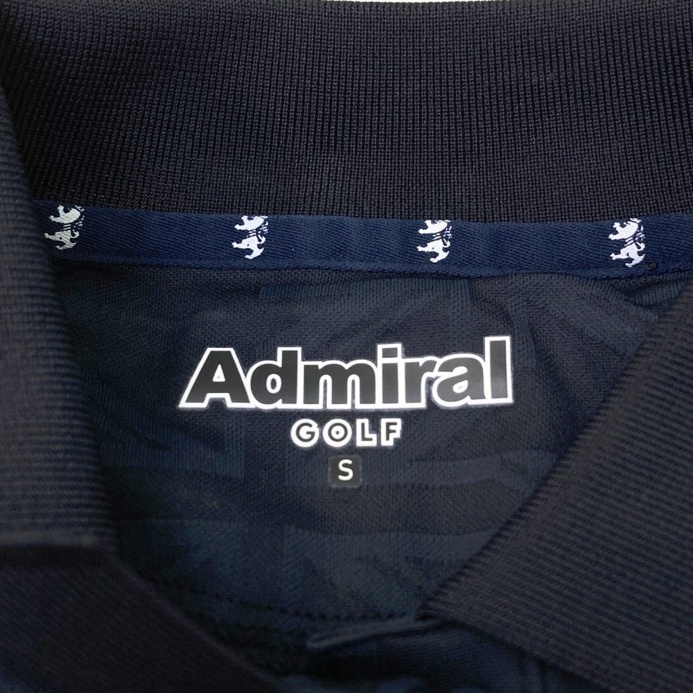 サイズ：S ADMIRAL アドミラル 半袖ポロシャツ 総柄 ネイビー系