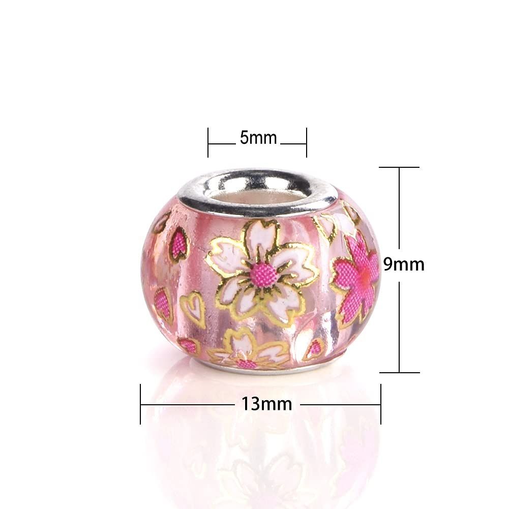 15 x Pcs 11 50 mm Murano大穴銀黄銅芯ガラスビーズヨーロッ