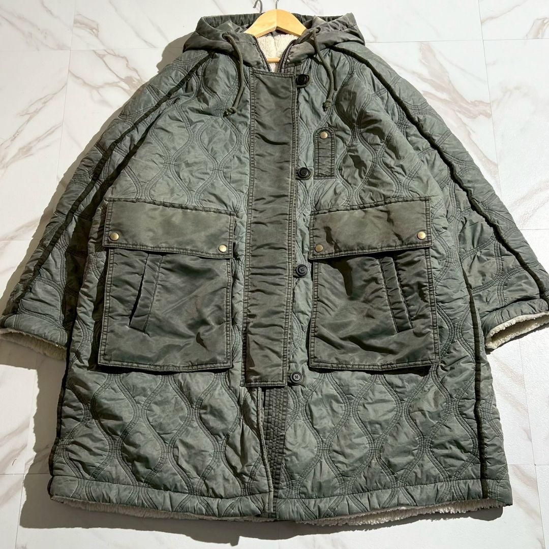 人気 DIESEL ディーゼル ウェーブステッチリバーシブルボアキルティングロングモッズコート 大きいサイズ オーバーサイズ ポケット フード DIESEL W-DAYA-21 男女兼用 ユニセックス