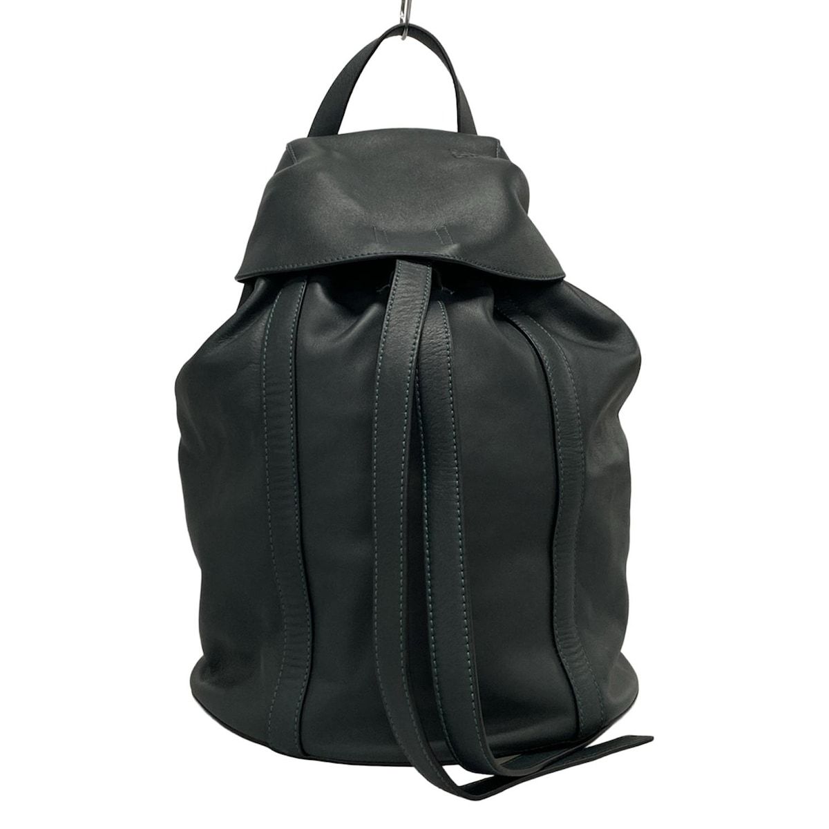 ロエベ レザーバックパック ダークグリーン LOEWE(ロエベ) リュックサック ドローストリング バックパック