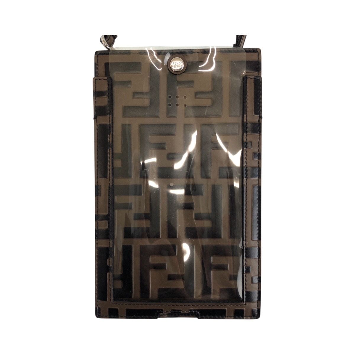 全品10％ポイント還元！ FENDI フェンディ ズッカ柄 ブラウン シルバー金具 レザー 7AR737 A5TL 携帯 スマホ レディース 505469