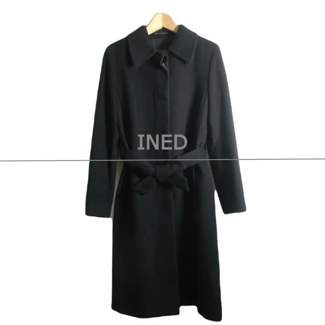美品 INED イネド サイズ2 カシミヤ100％ ステンカラーコート ロング