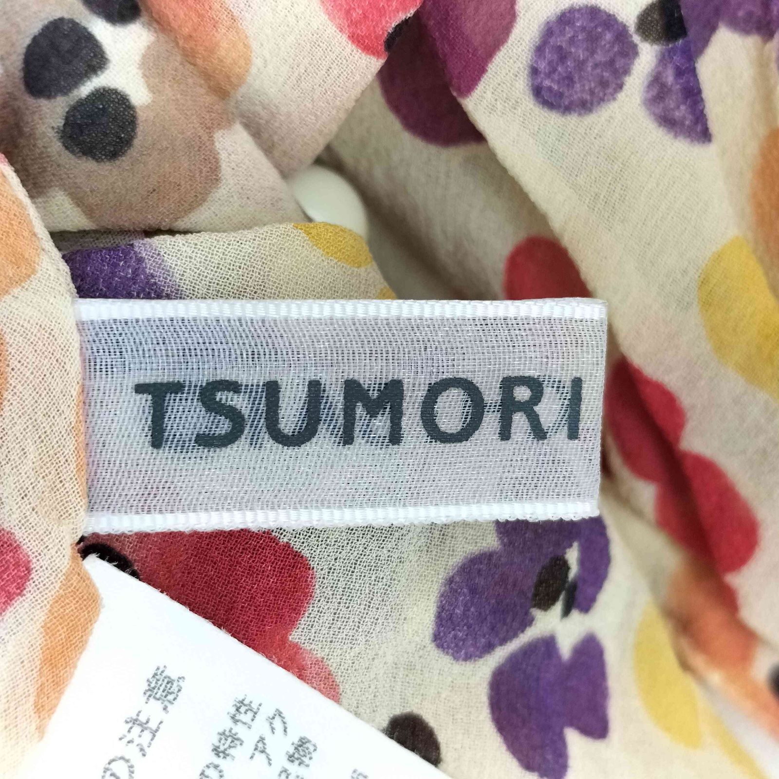 ツモリチサト TSUMORI CHISATO 花柄 シルク 半袖 ブラウス