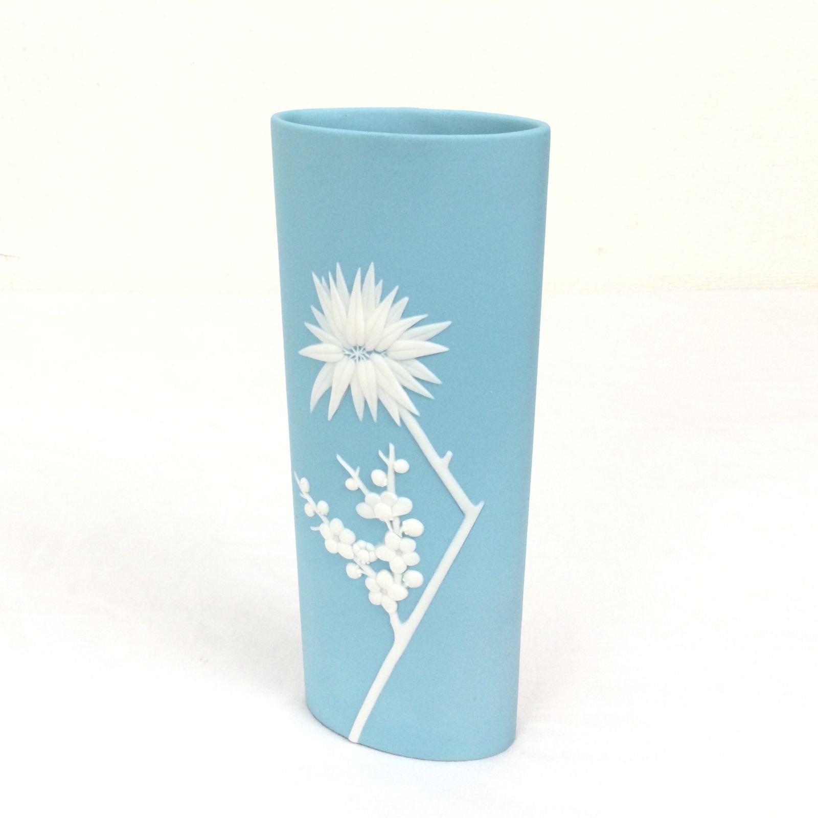 1304 M1011305194-2 WEDGWOOD ウェッジウッド ジャスパー ターコイズ ブロッサム フラワーベース 花瓶