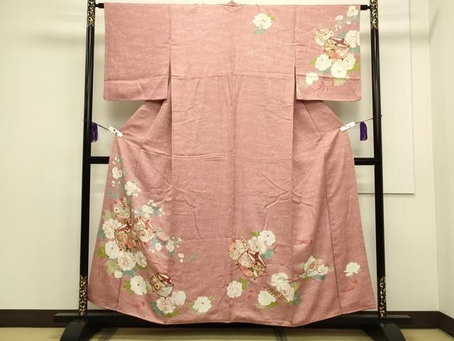 平和屋着物▽久留米絣 単衣 吉祥花文 綿 逸品 CAAV4797vp