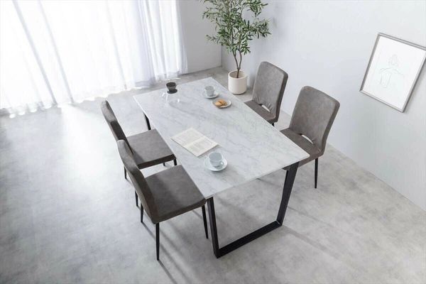 5点セット 幅140cm 石目調 ダイニングセット テーブル チェア4脚 モダン スタイリッシュ 北欧風 おしゃれ MARWIL-DEMENAGEMENTS_CH