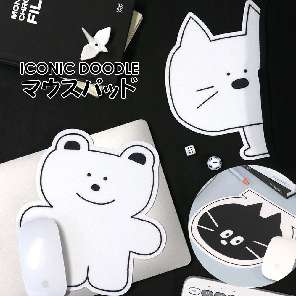 マウスパッド ICONIC DOODLE アイコニックドゥードゥル ブラック