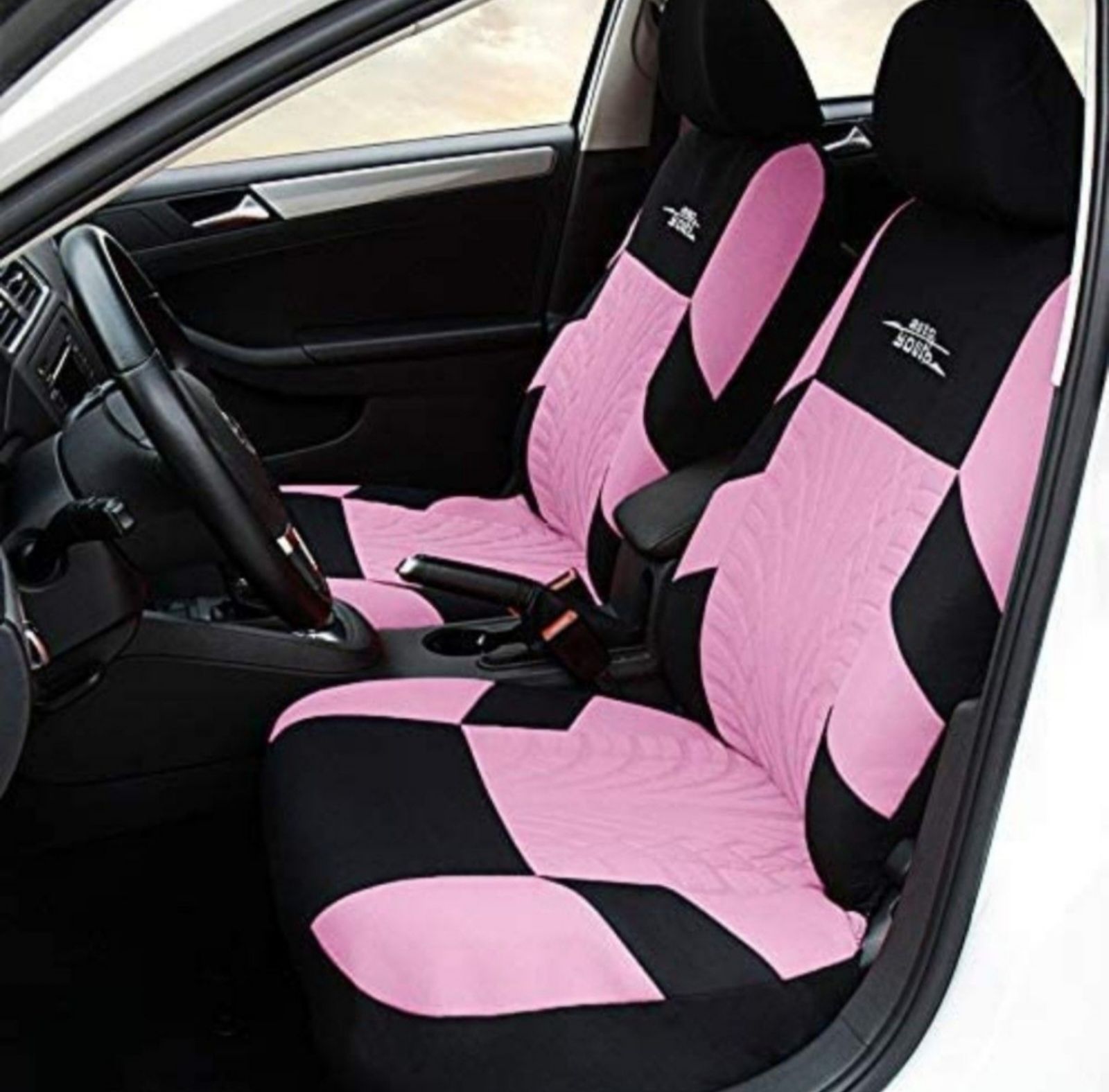 車 普通車軽自動車シートカバー9シートセット汎用 カット可能 限定色ピンク黒