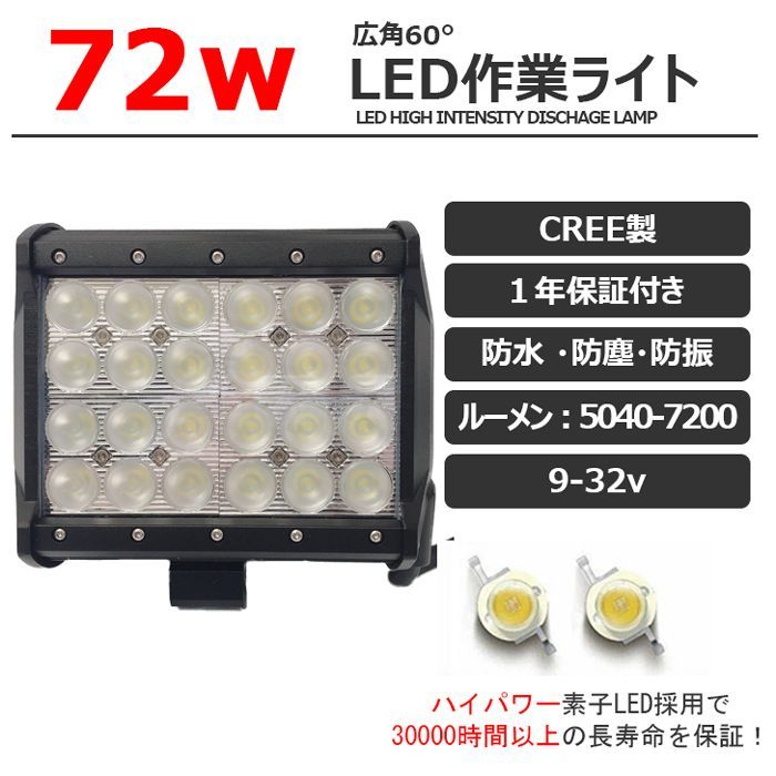 LED作業灯 CREE製 72W 漁船 led ライト 12v 24v LEDワークライト イカ