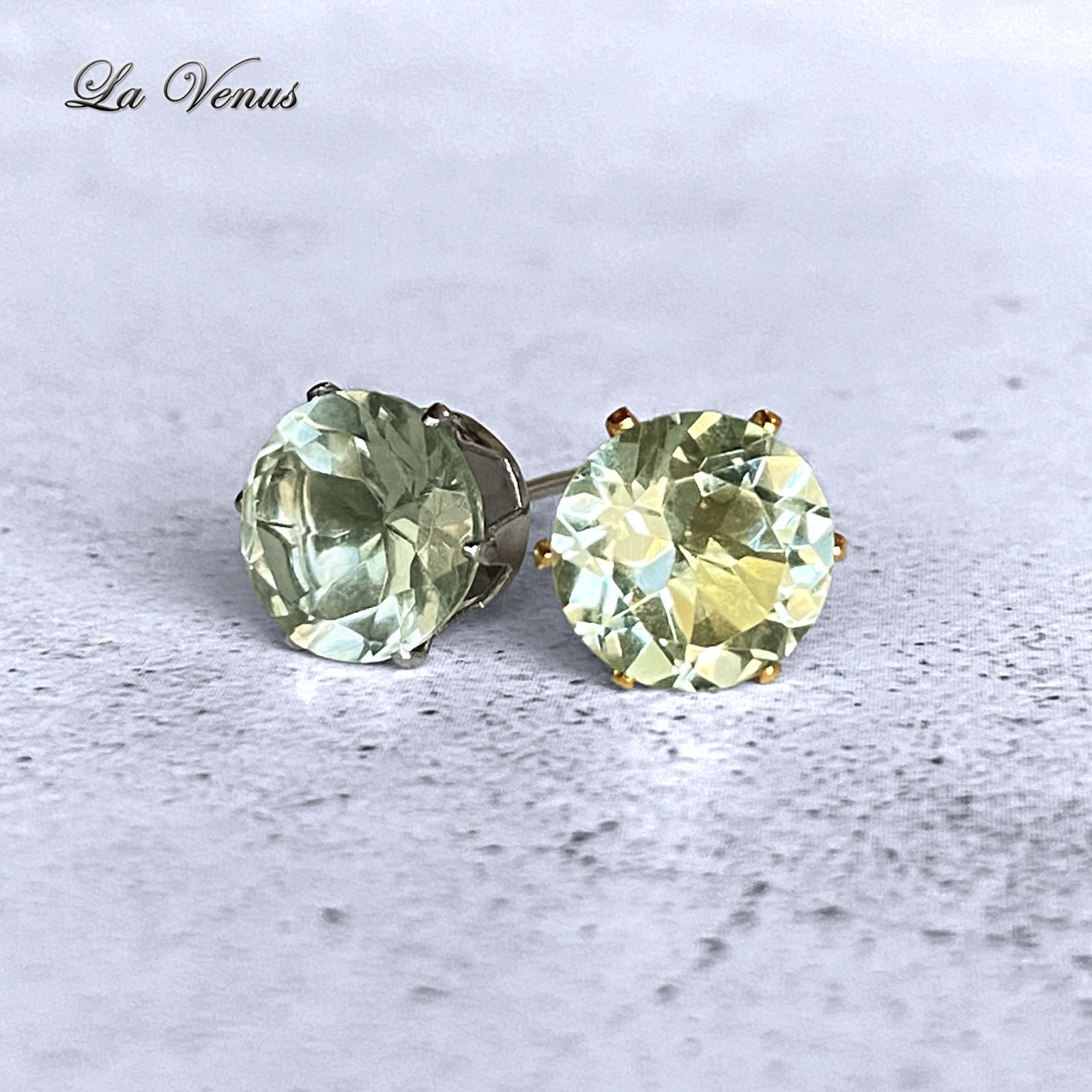 ✴︎つけっぱなしOK✴︎ 天然 グリーンアメジスト ピアス 大粒 8mm 316