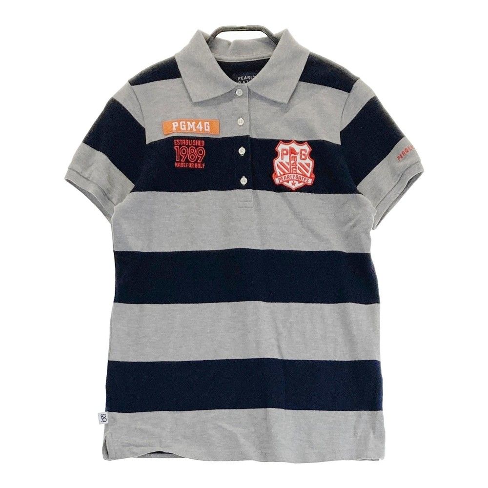サイズ：1 PEARLY GATES パーリーゲイツ 30周年 半袖ポロシャツ ボーダー柄 グレー系 [240101359939]# ゴルフウェア レディース ストスト