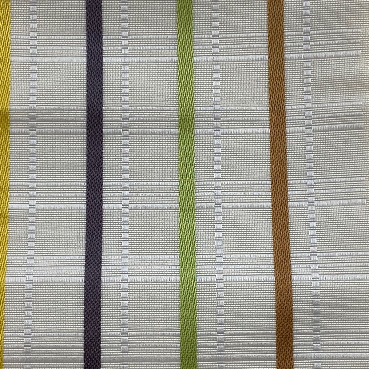 半幅帯 証紙 博多織 縞 クリーム 正絹