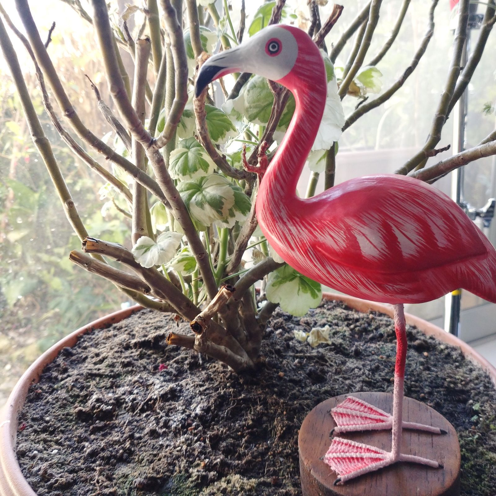 フラミンゴオブジェ Flamingo 木製置物 H23cm - メルカリ