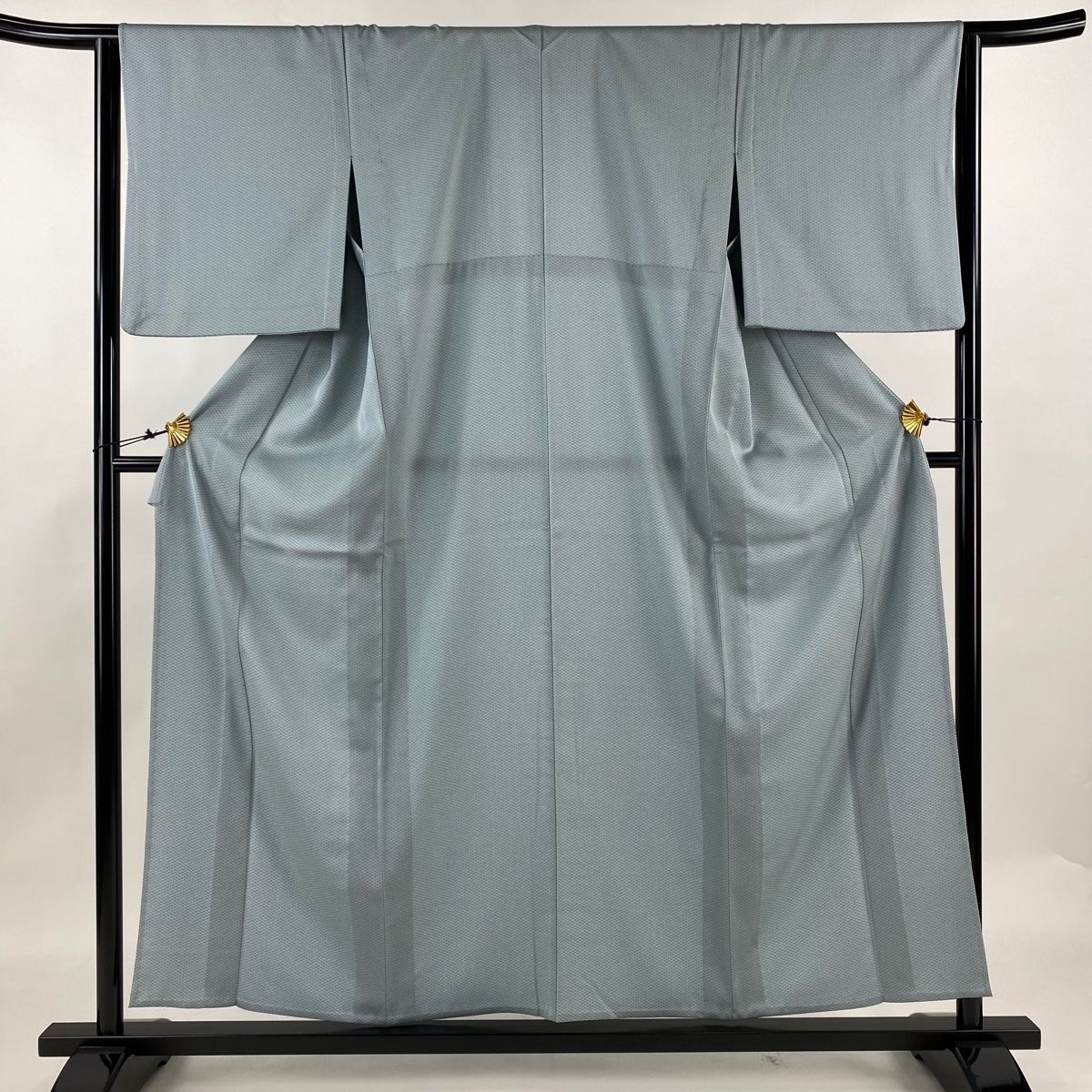 江戸小紋 身丈155cm 裄丈64cm M 単衣 行儀菱 青緑 正絹 名品 【中古  