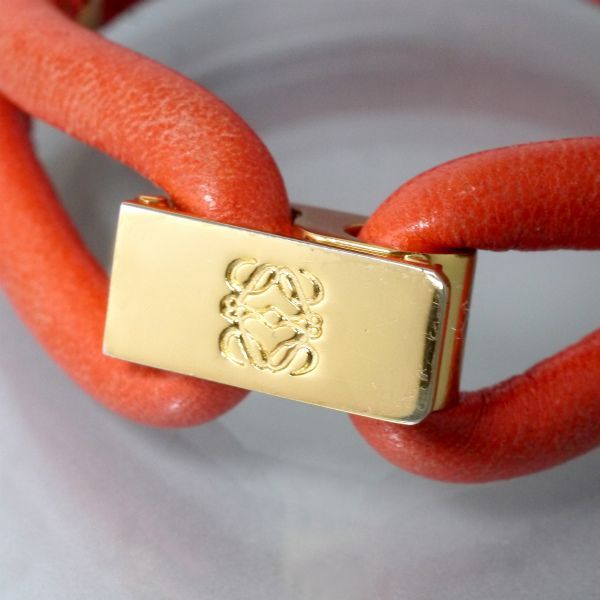 LOEWE アナグラムロゴ レザー2連ブレスレット（オレンジ