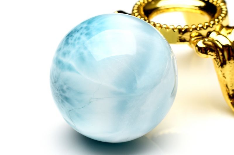 1点物】大珠◇三大ヒーリング ラリマー 18.5mm 丸玉(台座付き