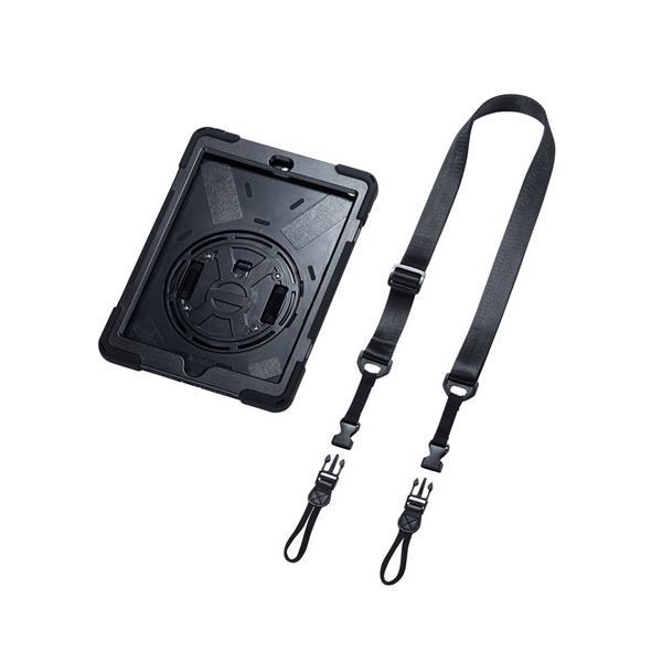 サンワサプライ iPad 10.2インチ 耐衝撃ケース ハンドル スタンド ショルダーベルト付き ブラック PDA-IPAD1617BK
