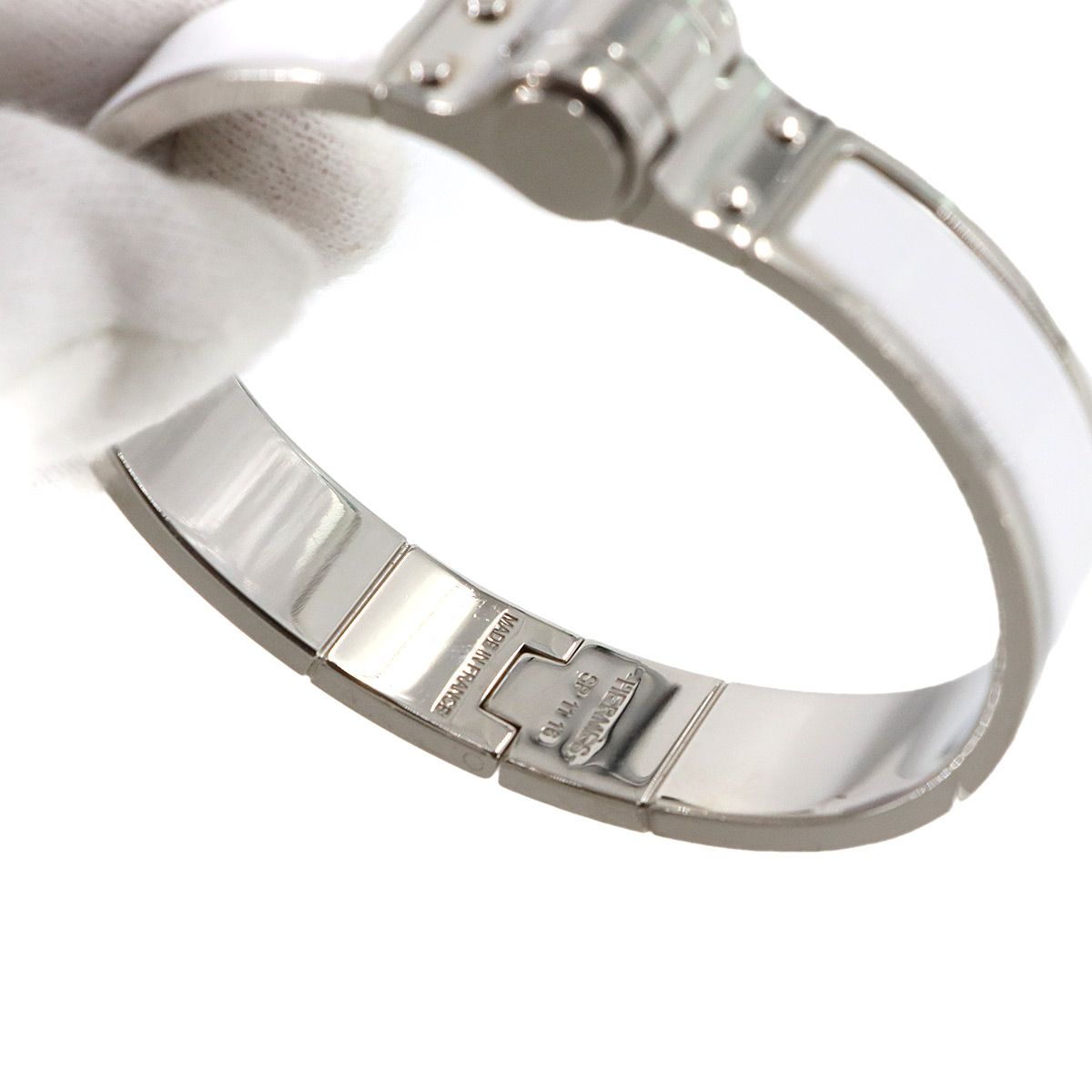 エルメス HERMES シャルニエール PM ブレスレット バングル シルバー ホワイト Charniere PM Bracelet 90297068 FORTGASGNV_COM_BR