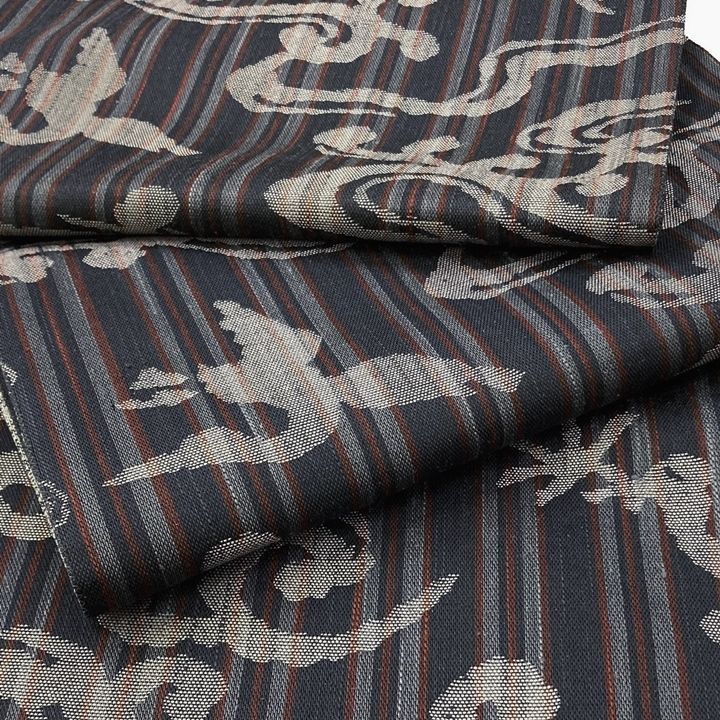 となみ織物　真綿紬袋帯（新品未使用） 新品 未仕立て品 袋帯 となみ謹製 真綿紬 両面帯 彩縞真綿 全通