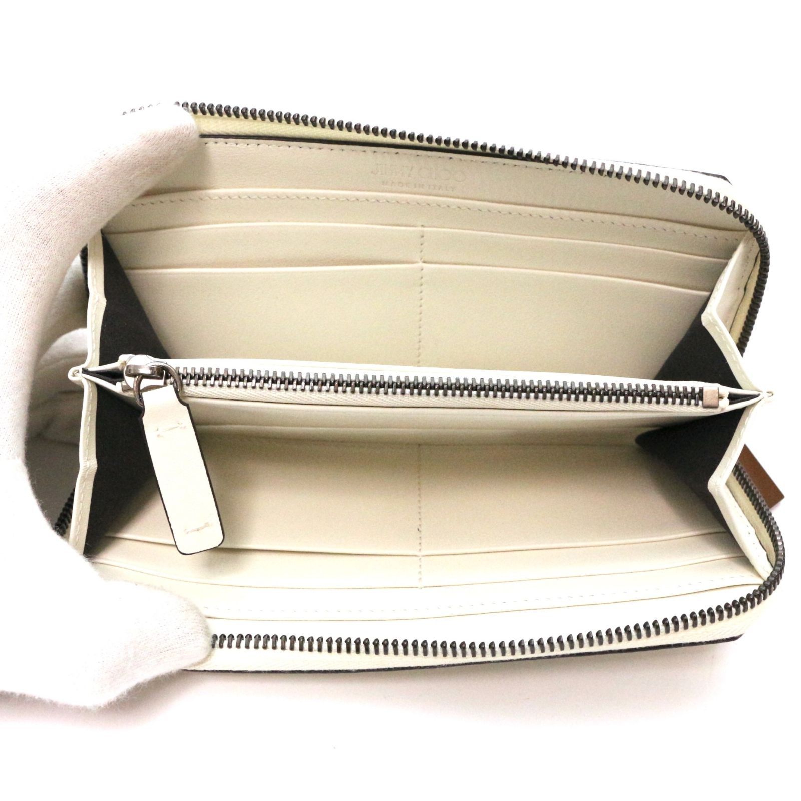 ジミーチュウ JIMMY CHOO 長財布 スタースタッズ ホワイト 白 シルバー