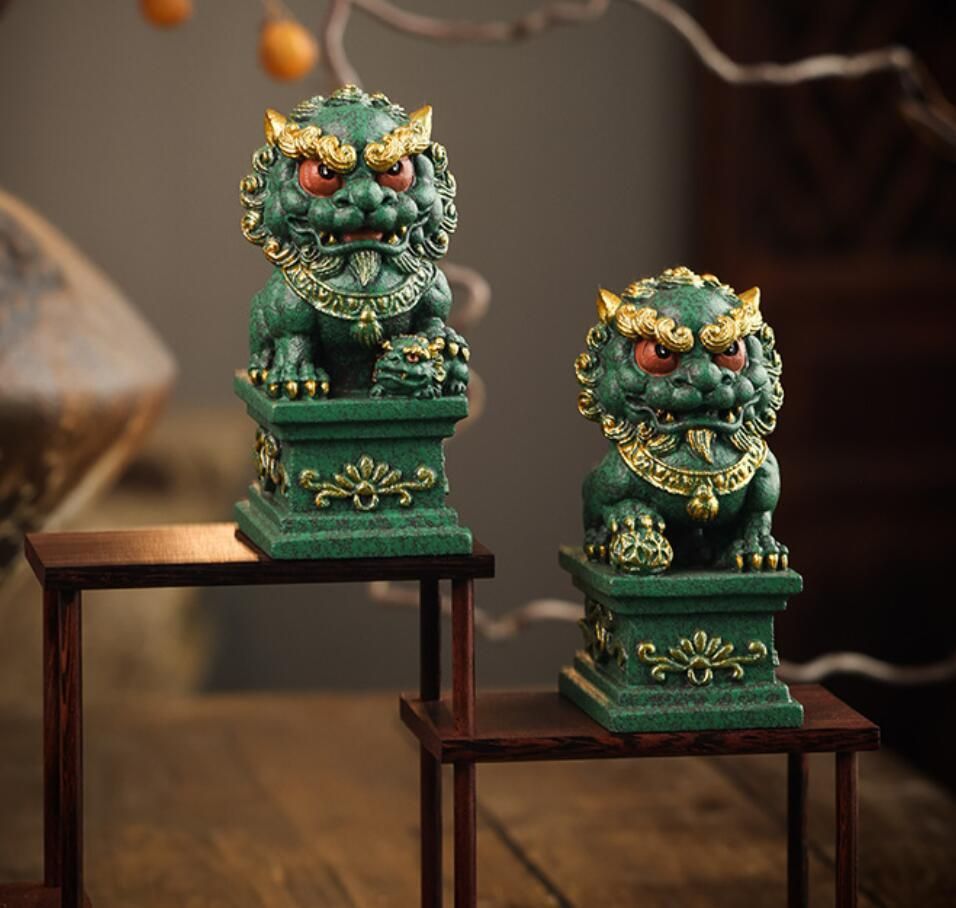 開運　置物 新品獅子 狛犬一対 風水の獅子 風水の置物 魔除け 邪気払い 風水グッズ