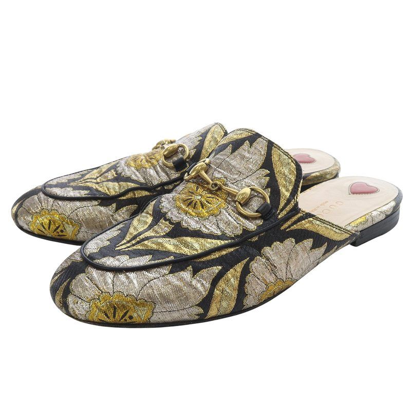 GUCCI/グッチ シグネチャー柄 黒 ミュール 黒 GUCCI/グッチ シグネチャー柄 黒 ミュール 黒 レディース