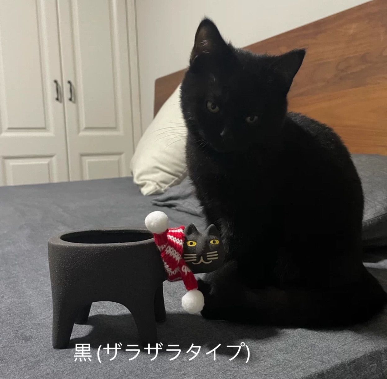 猫の小さな植木鉢セット 黒猫 - 工芸品