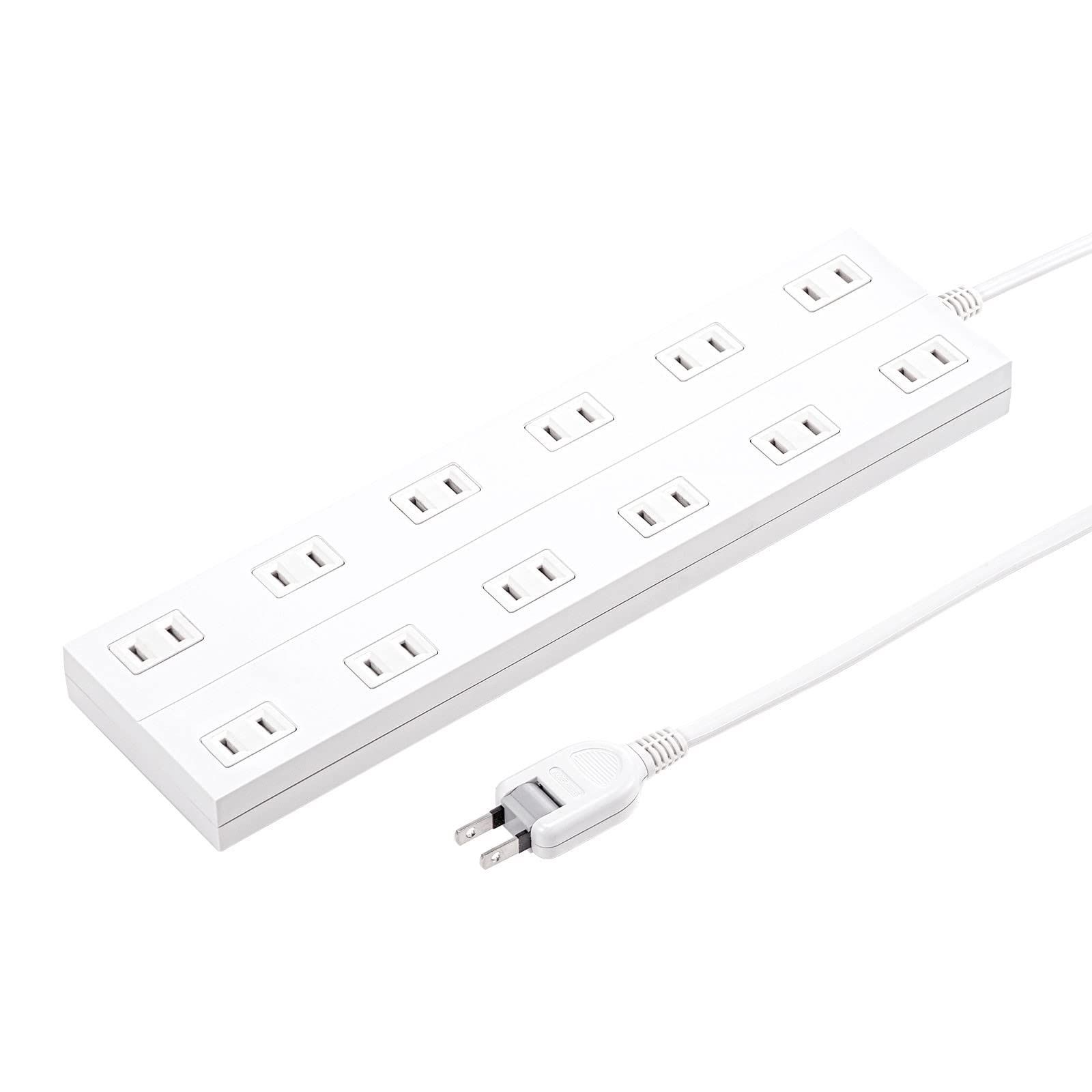 サンワサプライ(Sanwa Supply) 電源タップ 12個口・2P・3m 裏面マグネット ホコリ防止シャッター スイングプラグ ホワイト TAP-2312-3W [3m]