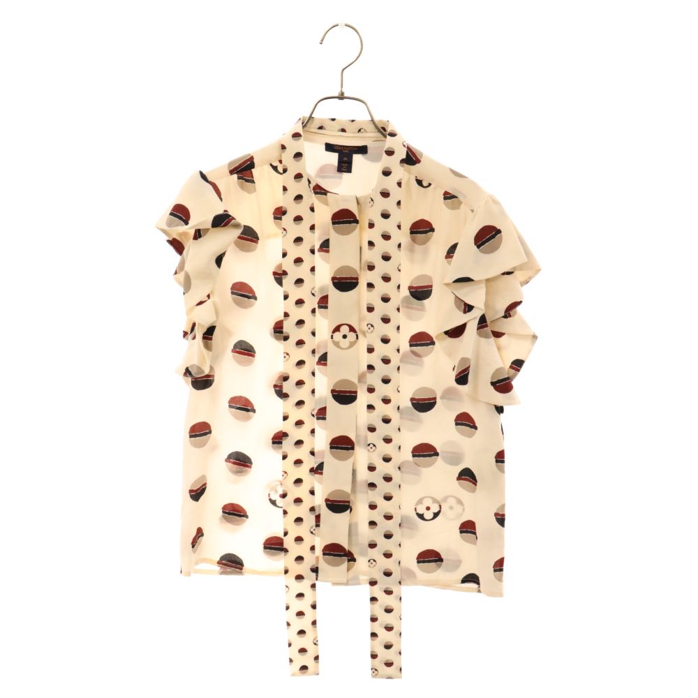 LOUIS VUITTON シルク100% ボウタイ付ブラウス LVモノグラム LOUIS VUITTON - LOUIS VUITTON シルク モノグラム シャツの通販
