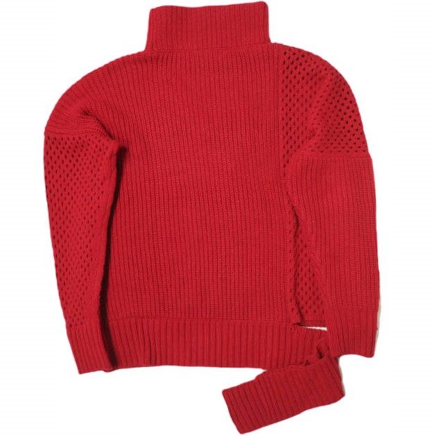 sulvam サルバム 23AW MESH ASYMMETRY KNIT メッシュアシンメトリーニット SS-K03-820 M RED セーター トップス g22531