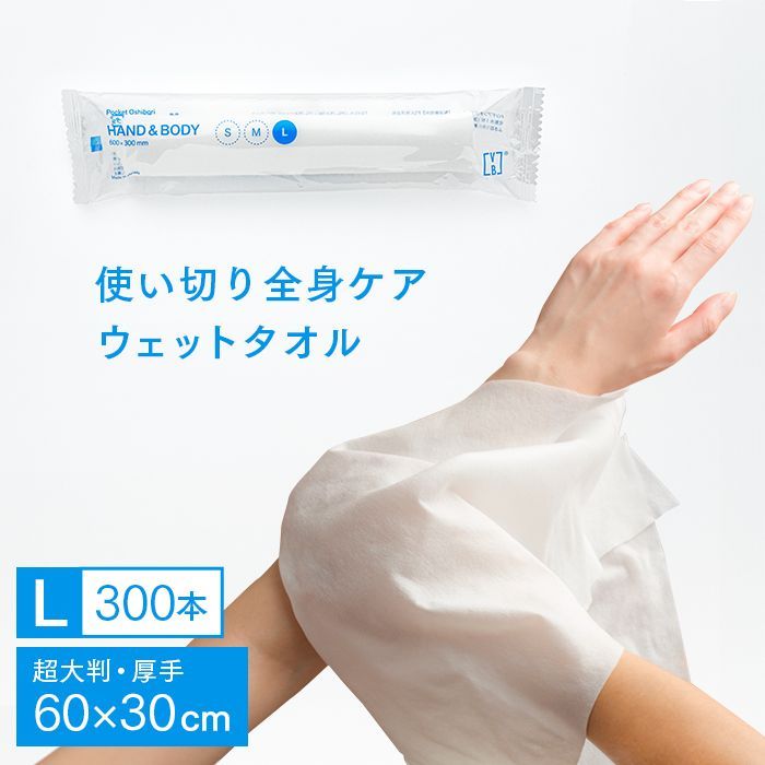 化粧品基準 FSX 使い捨て 紙おしぼり HAND＆BODY L 超大判ウェットタオル VB COSME 1ケース 300本